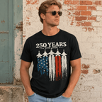 250 Years 1776-2026 Patriotic Graphic Tee - USA Semi-Quincentennial Jet T-Shirt