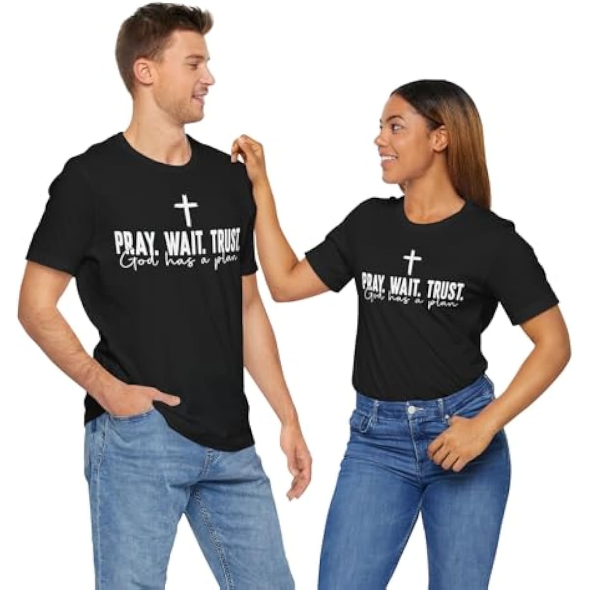 Pray Wait Trust Christian T-Shirt | God Has a Plan Inspirational Faith Tee