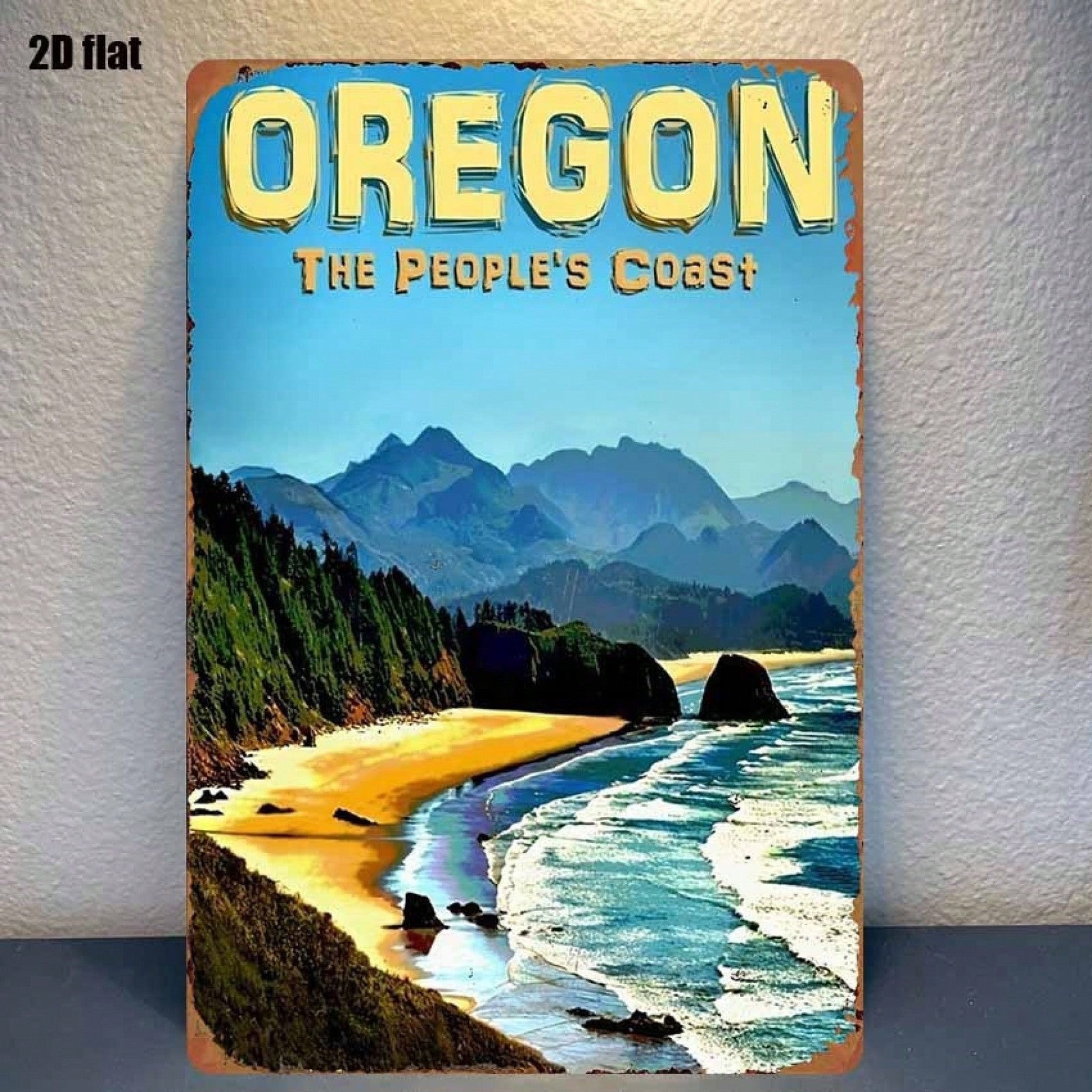 Oregon Coast Metal Tin Sign - Vintage Pacific Northwest Beach Wall Decor
