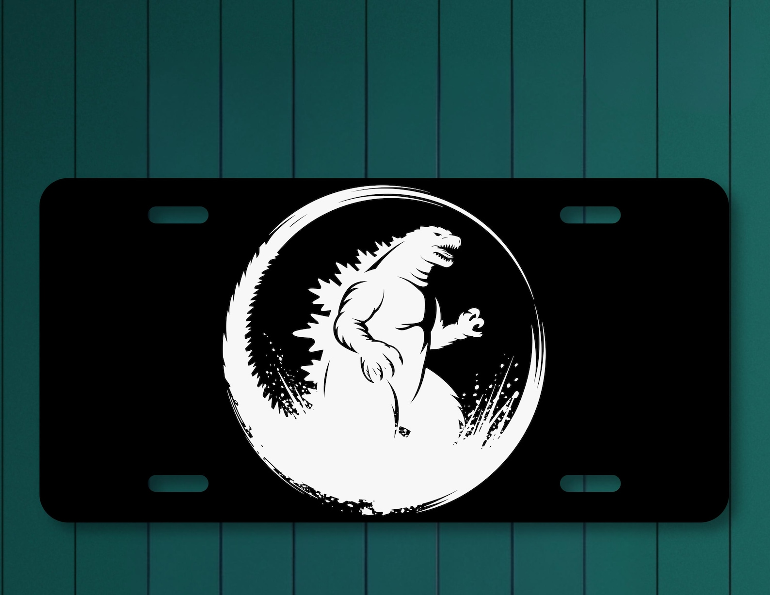 Godzilla License Plate Novelty Car Tag Father's Day Gift Garage Wall Decor
