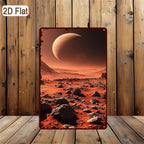 Martian Landscape Metal Sign - Red Planet Space Tin Wall Art Decor