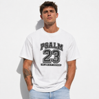 Christian Psalm 23 T-Shirt Faith Bible Verse Graphic Tee Casual Cotton Shirt