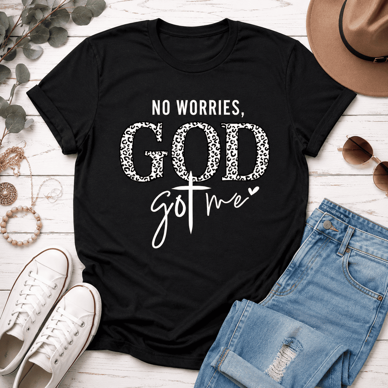 Women God Got Me Faith Graphic T-Shirt Casual Crew Neck Summer Tee Top