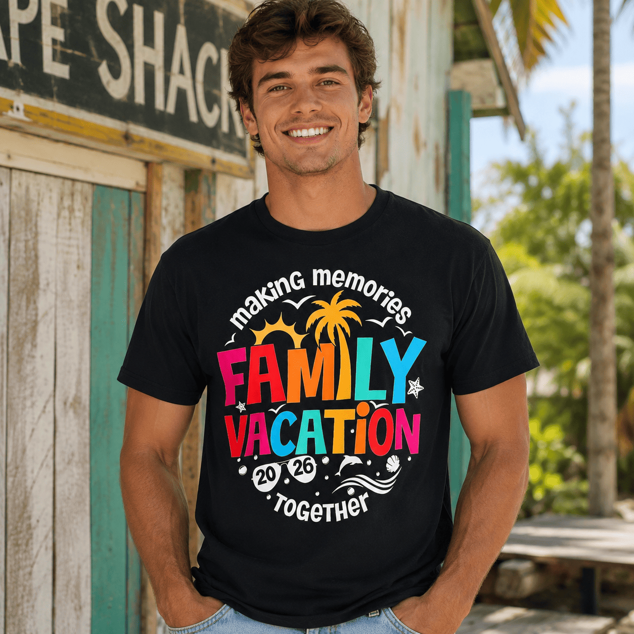 Family Vacation 2026 T-Shirt | Colorful Tropical Beach Graphic Tee