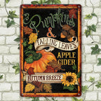 Retro Autumn Tin Sign Vintage Chalkboard Pumpkin Patch Porch Kitchen Wall Art