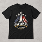 USA 250th Anniversary Fighter Jet Flag Patriotic Independence T-Shirt