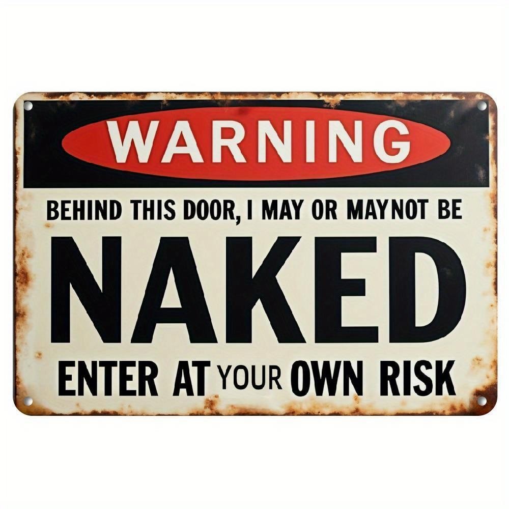 Funny Warning Metal Sign - Retro Humorous "Enter At Your Own Risk" Tin Decor