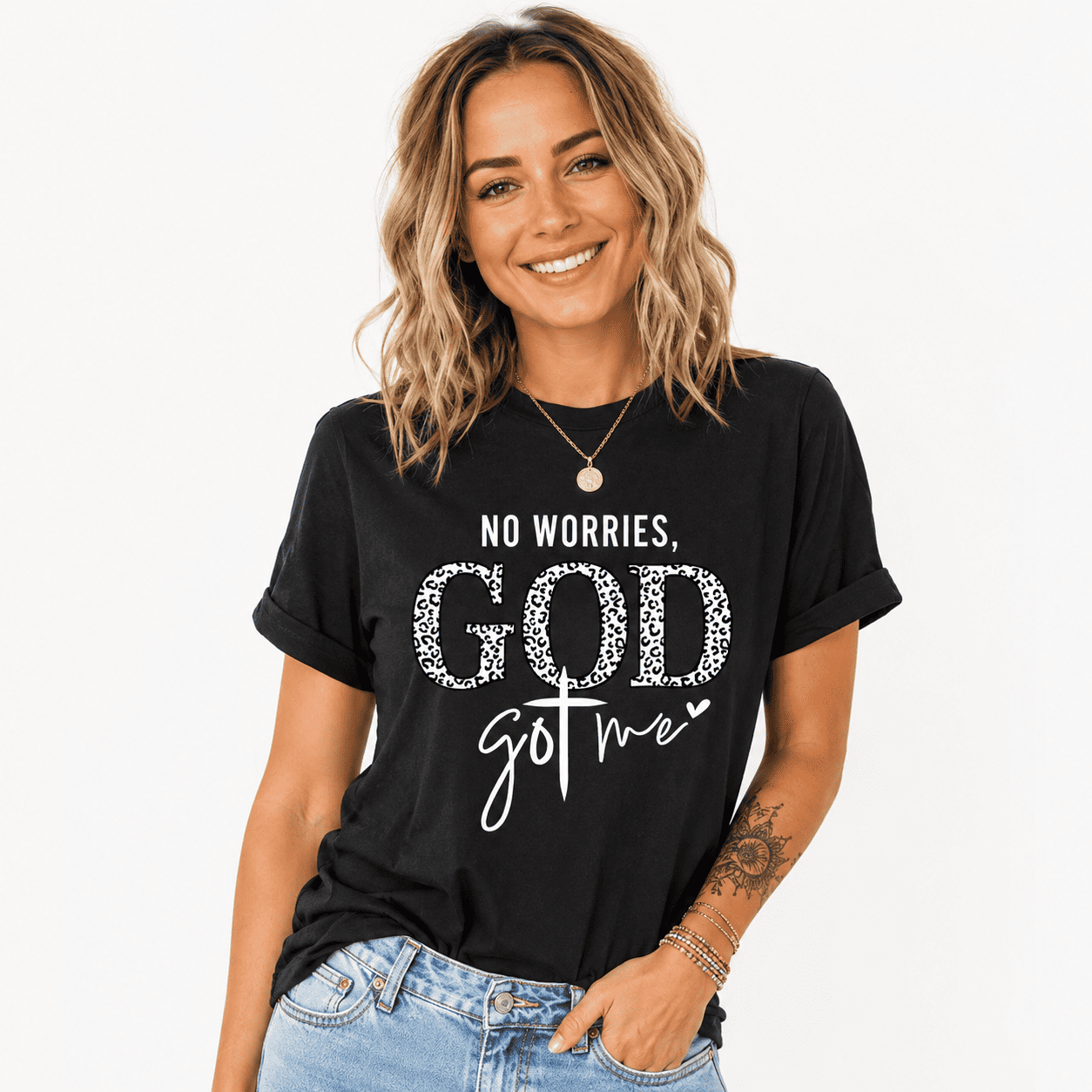Women God Got Me Faith Graphic T-Shirt Casual Crew Neck Summer Tee Top