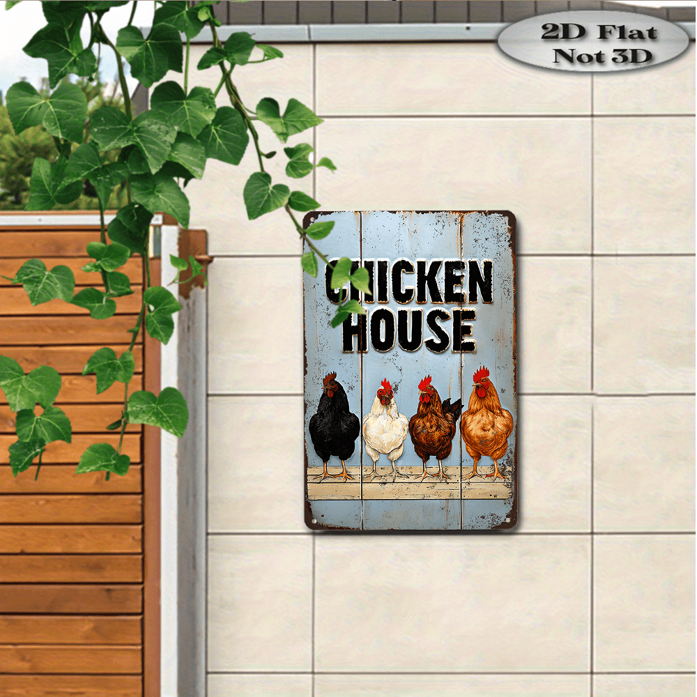 "Chicken House" Metal Sign - Farmhouse Style Tin Wall Art Decor Plaque