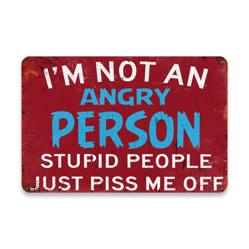 Retro Funny Saying Tin Sign Humorous Stupid People Piss Me Off Bar Art