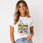 Women London Big Ben Graphic T-Shirt Red Taxi UK Travel Casual Crew Neck Tee