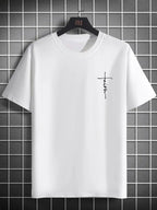 Faith Cross Graphic T-Shirt Men's Christian Crew Neck Casual Tee Top