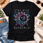 Stay Wild Moonchild Graphic Tee - Mystical Celestial Boho Moon T-Shirt