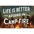 Life is Better Campfire Metal Tin Sign - Vintage Bonfire Night Forest Wall Art