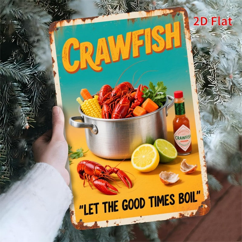 Cajun Seafood Tin Sign - Crawfish Boil Kitchen Metal Poster Wall Art