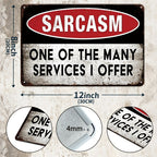 Sarcasm Services" Metal Sign - Funny Office Tin Wall Art Decor Plaque