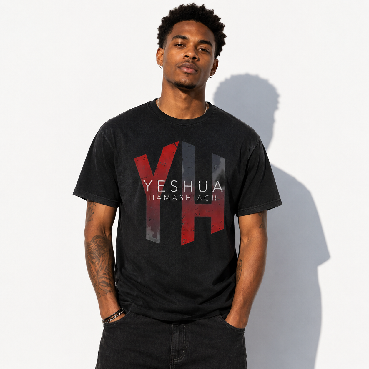 Yeshua Hamashiach Hebrew Christ Graphic T-Shirt Christian Faith Tee