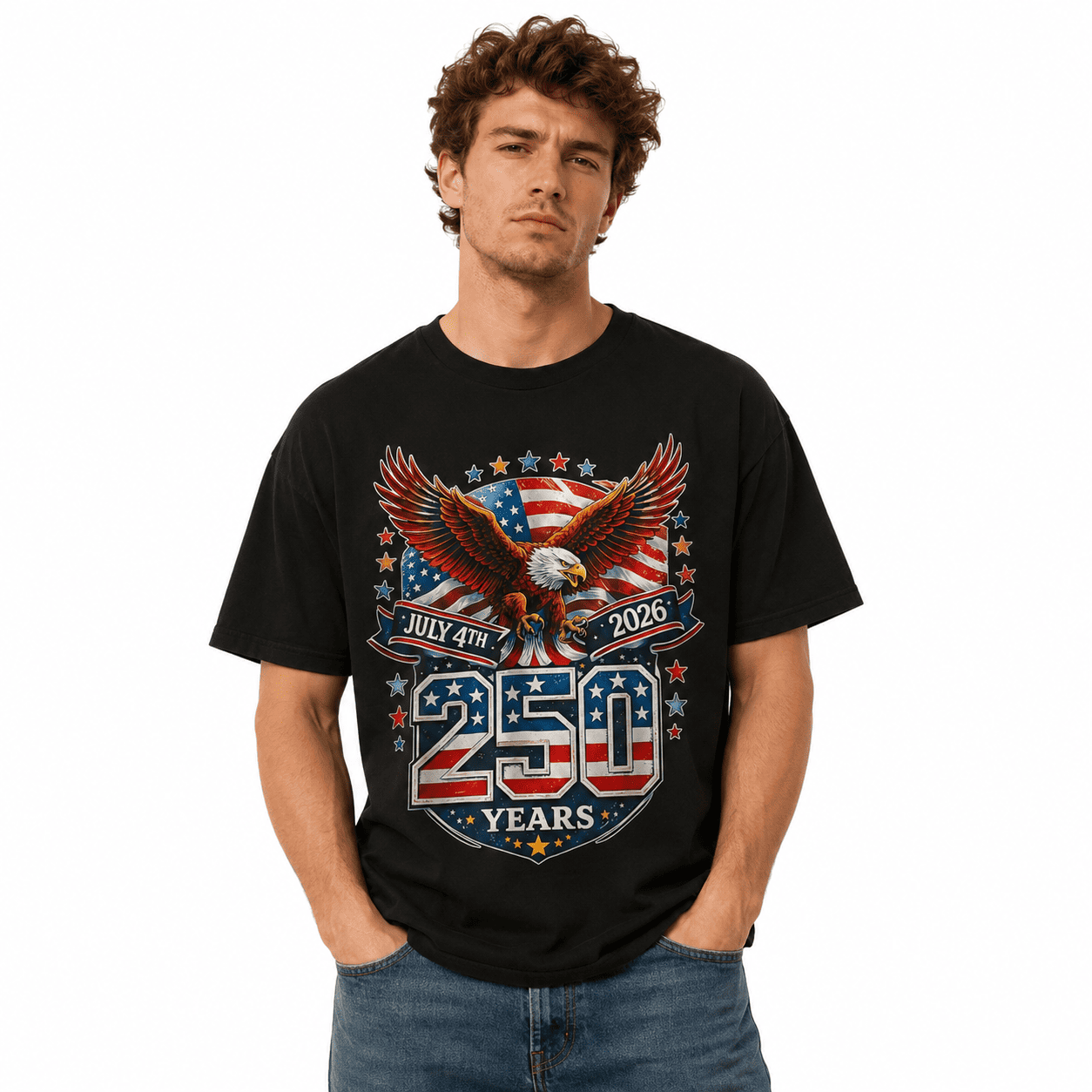 USA 250th Anniversary Flag T-Shirt 1776-2026 Patriotic 4th of July Tee