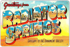 Greetings From Radiator Springs Metal Sign Retro Route 66 Postcard Wall Decor