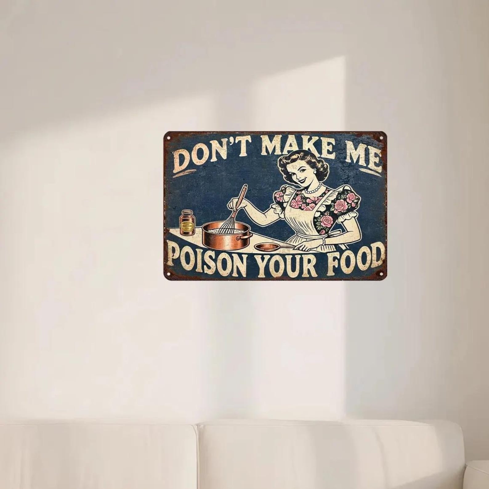 Don't Make Me Poison Your Food Funny Kitchen Metal Tin Sign Retro Decor
