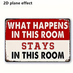 What Happens In This Room Metal Sign Funny Retro Rules Office Wall Decor
