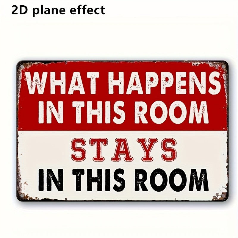 What Happens In This Room Metal Sign Funny Retro Rules Office Wall Decor