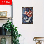 Rustic Independence Day Metal Tin Sign - USA Stars & Stripes Garage Wall Decor