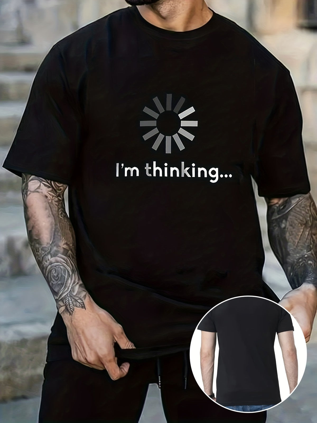 Funny I'm Thinking Loading Graphic T-Shirt Novelty Humor Unisex Tee