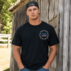 USA 250th Anniversary Flag Stars Pocket T-Shirt Patriotic 1776-2026 Tee