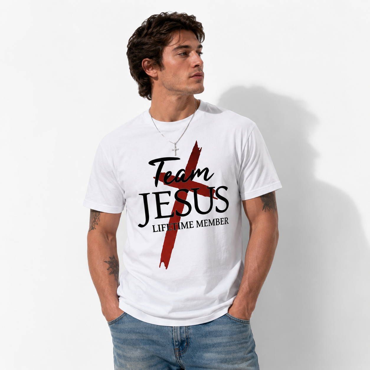 Team Jesus T Shirt Christian Faith Graphic Casual Crew Neck Gift Tee