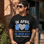Autism Awareness April T-Shirt Love Understand Accept Blue Puzzle Tee