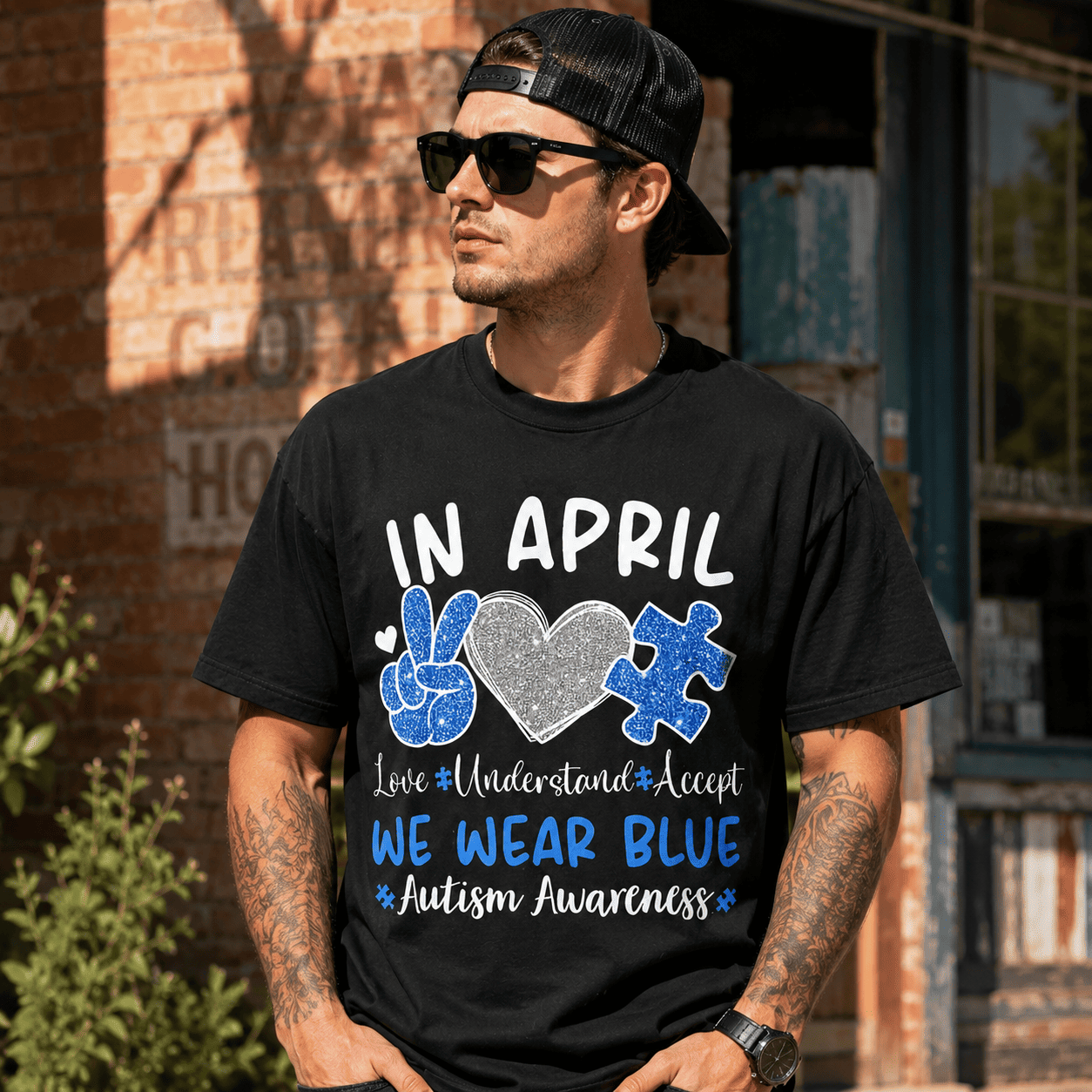 Autism Awareness April T-Shirt Love Understand Accept Blue Puzzle Tee