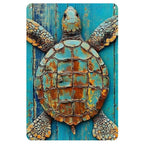 Retro Sea Turtle Tin Sign Vintage Coastal Ocean Marine Nautical Wall Art