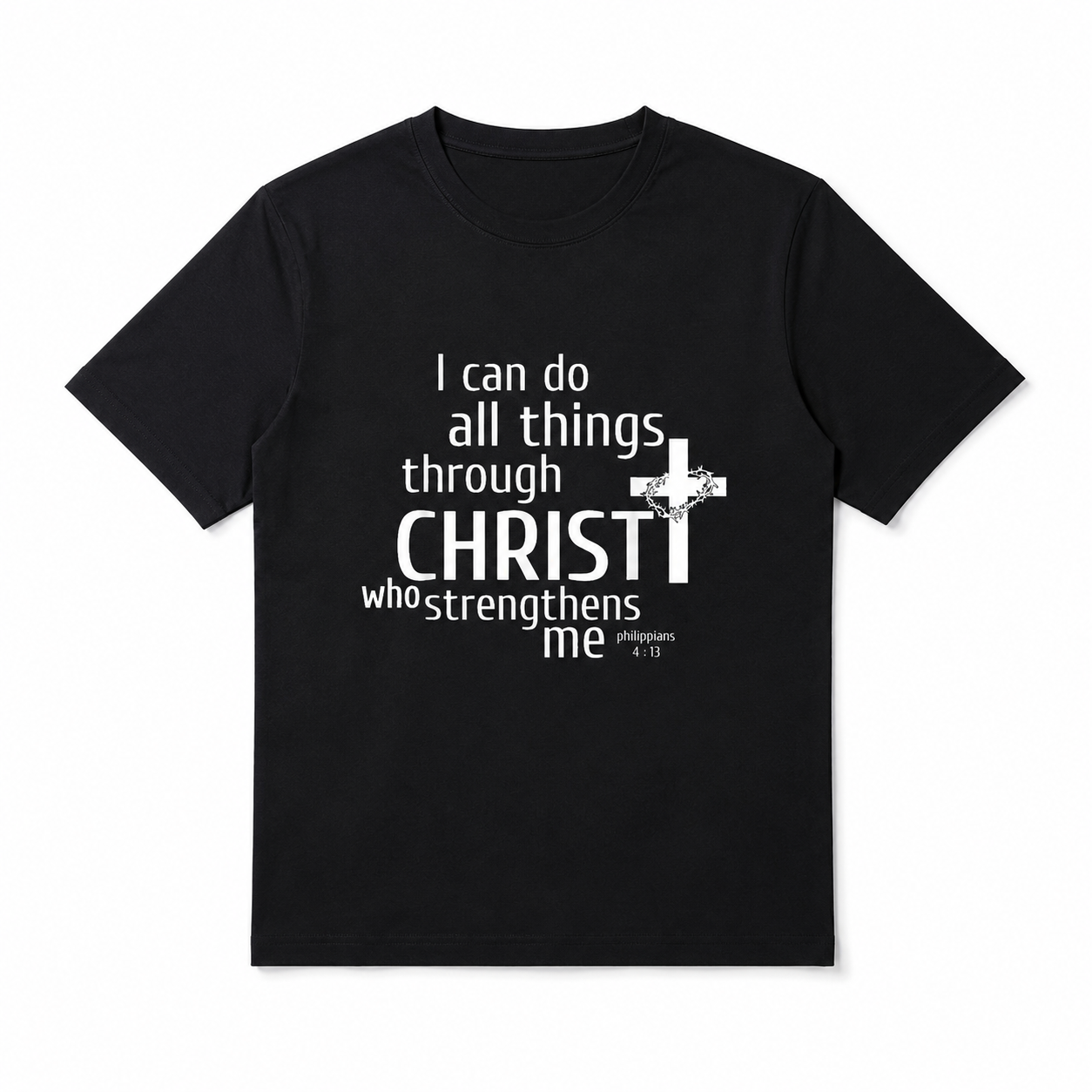 I Can Do All Things Through Christ Christian Cross Graphic Men’s Faith T-Shirt