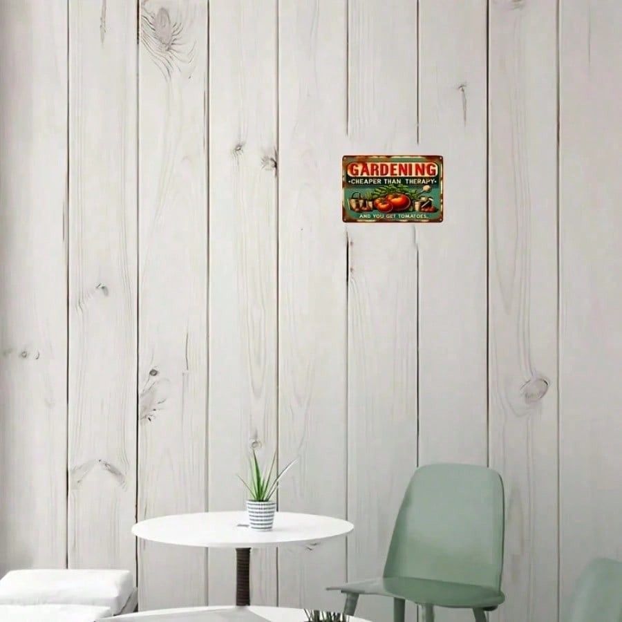 Gardening Cheaper Than Therapy Metal Tin Sign - Funny Tomato Plant Wall Decor