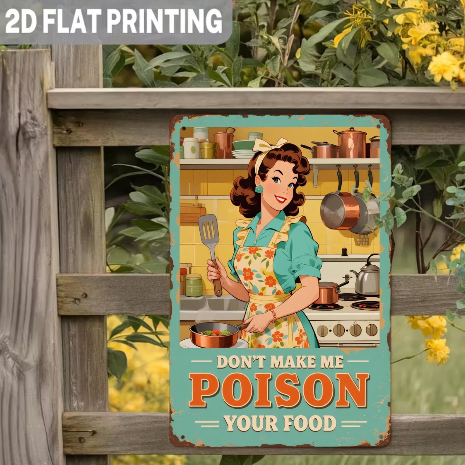 Don't Make Me Poison Your Food Metal Tin Sign Funny Kitchen Wall Decor