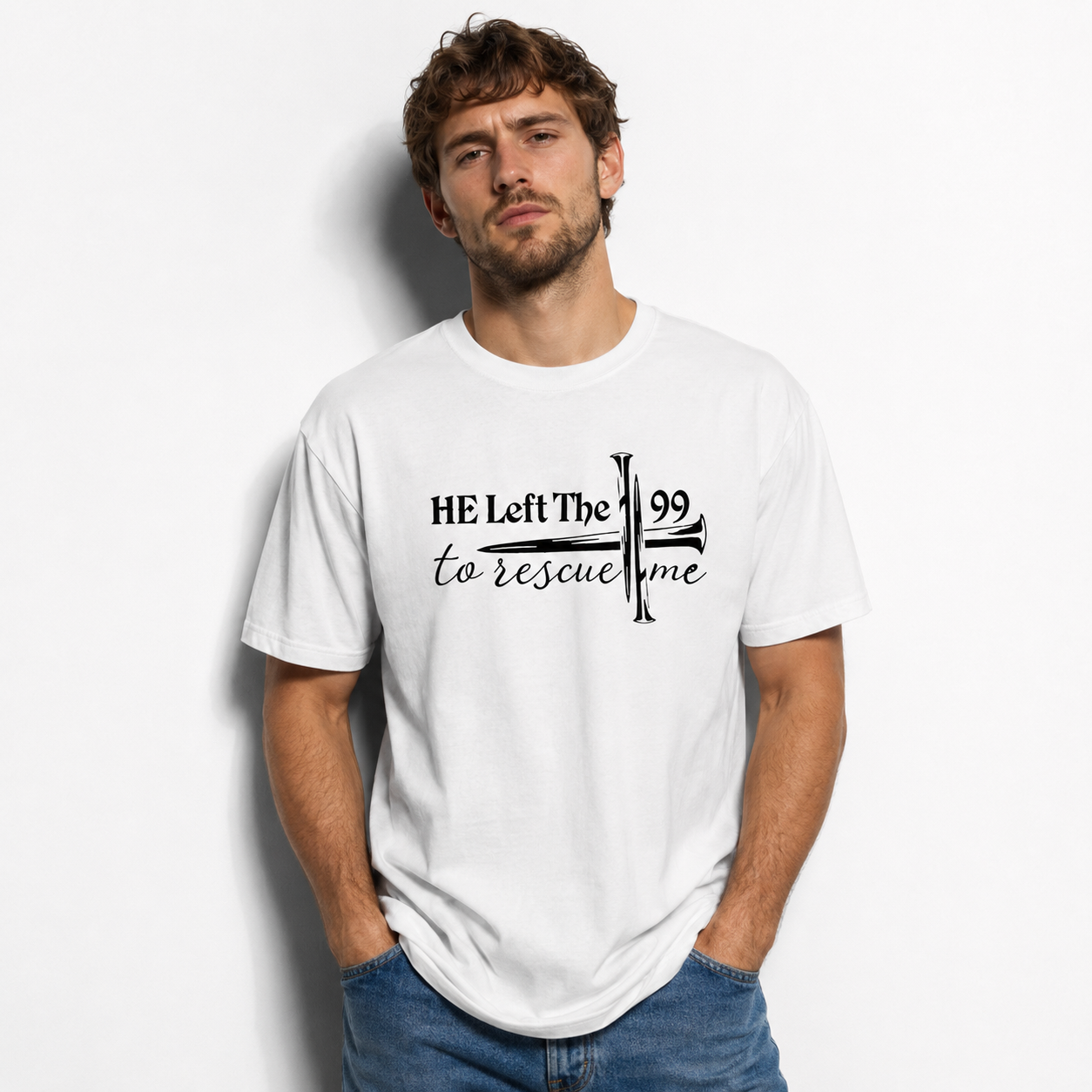 He Left The 99 To Save Me Christian Cross Faith Graphic Unisex T-Shirt