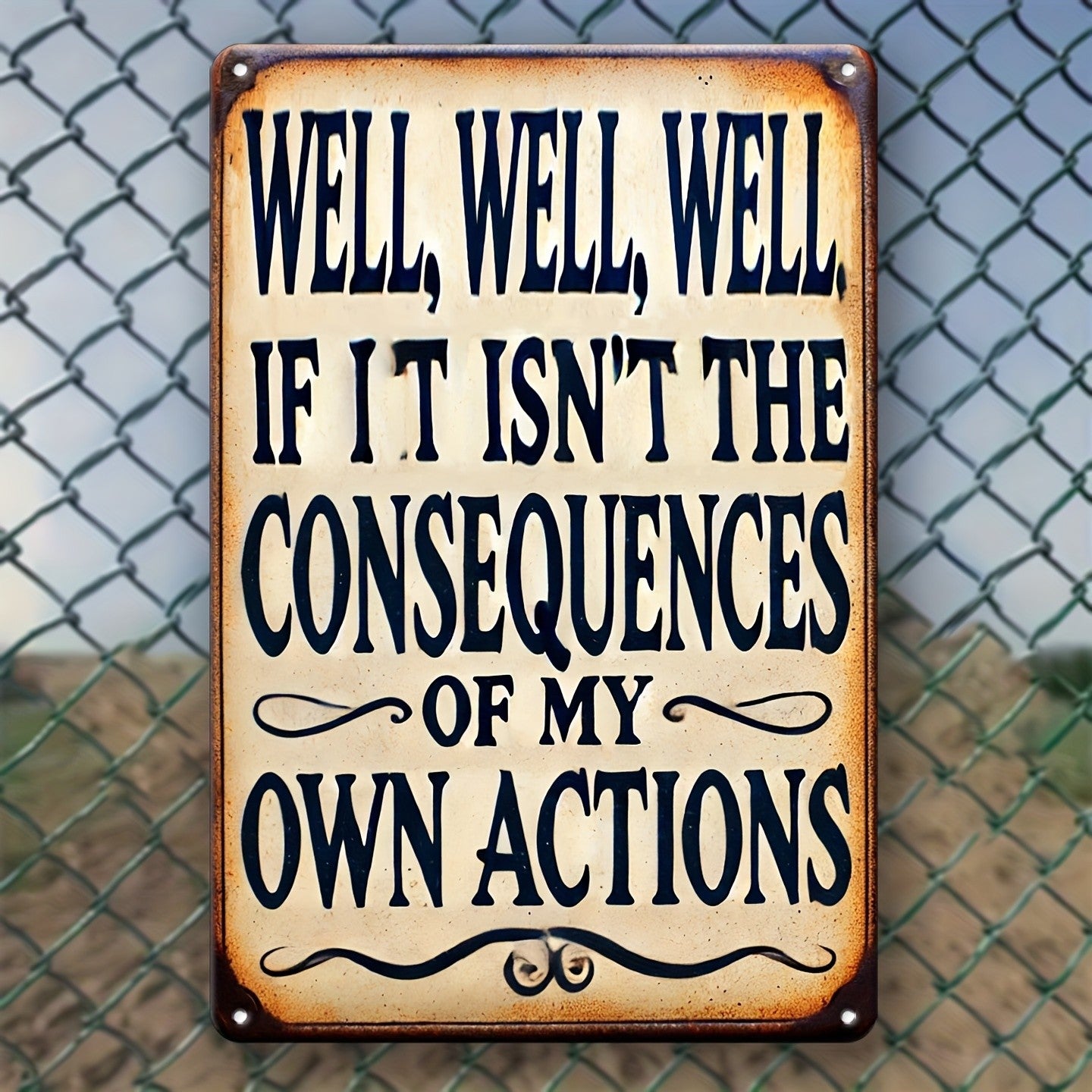 Funny Sarcastic Metal Sign - Retro "Consequences of My Own Actions" Tin Decor