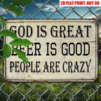 Rustic Country Metal Tin Sign Retro God Is Great Beer Is Good Bar Wall Decor