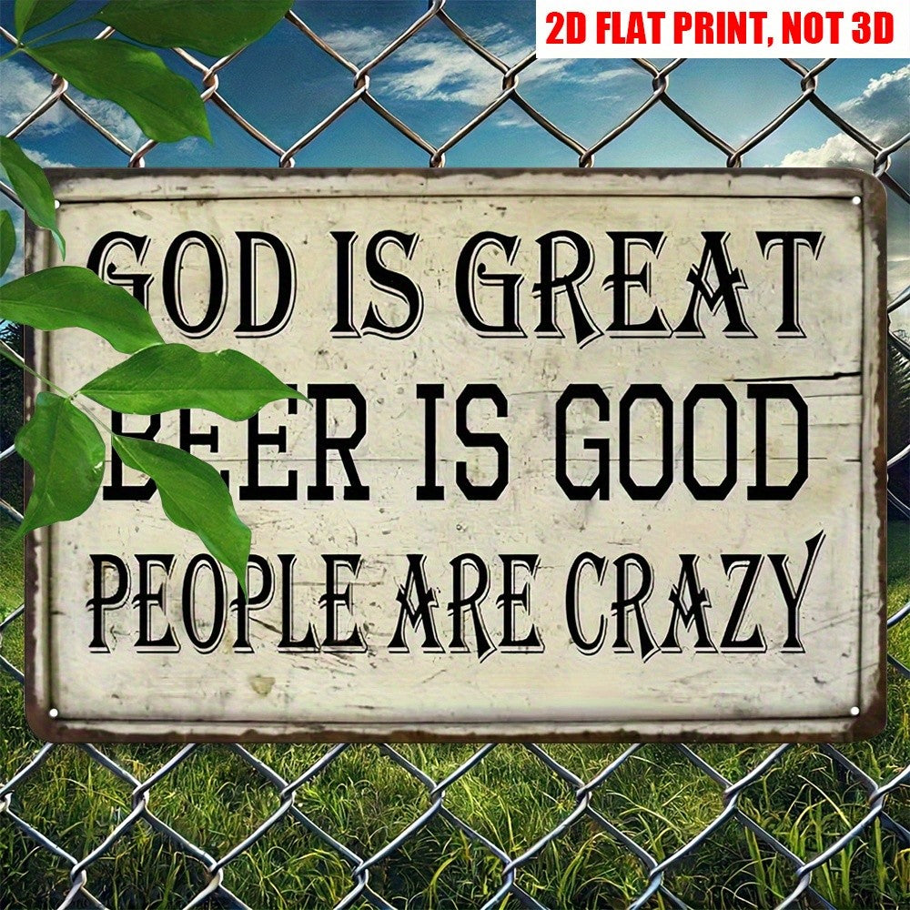 Rustic Country Metal Tin Sign Retro God Is Great Beer Is Good Bar Wall Decor