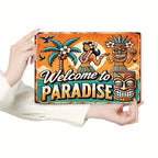 Welcome to Paradise Metal Tin Sign - Tropical Tiki Bar Tin Wall Art Decor