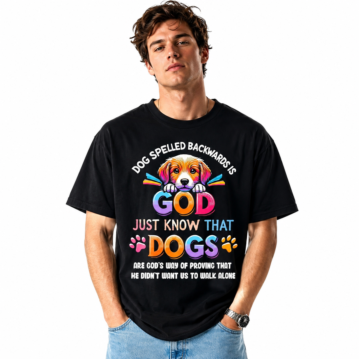 Dog Spelled Backwards Is God Funny Dog Lover T-Shirt Cute Puppy Tee