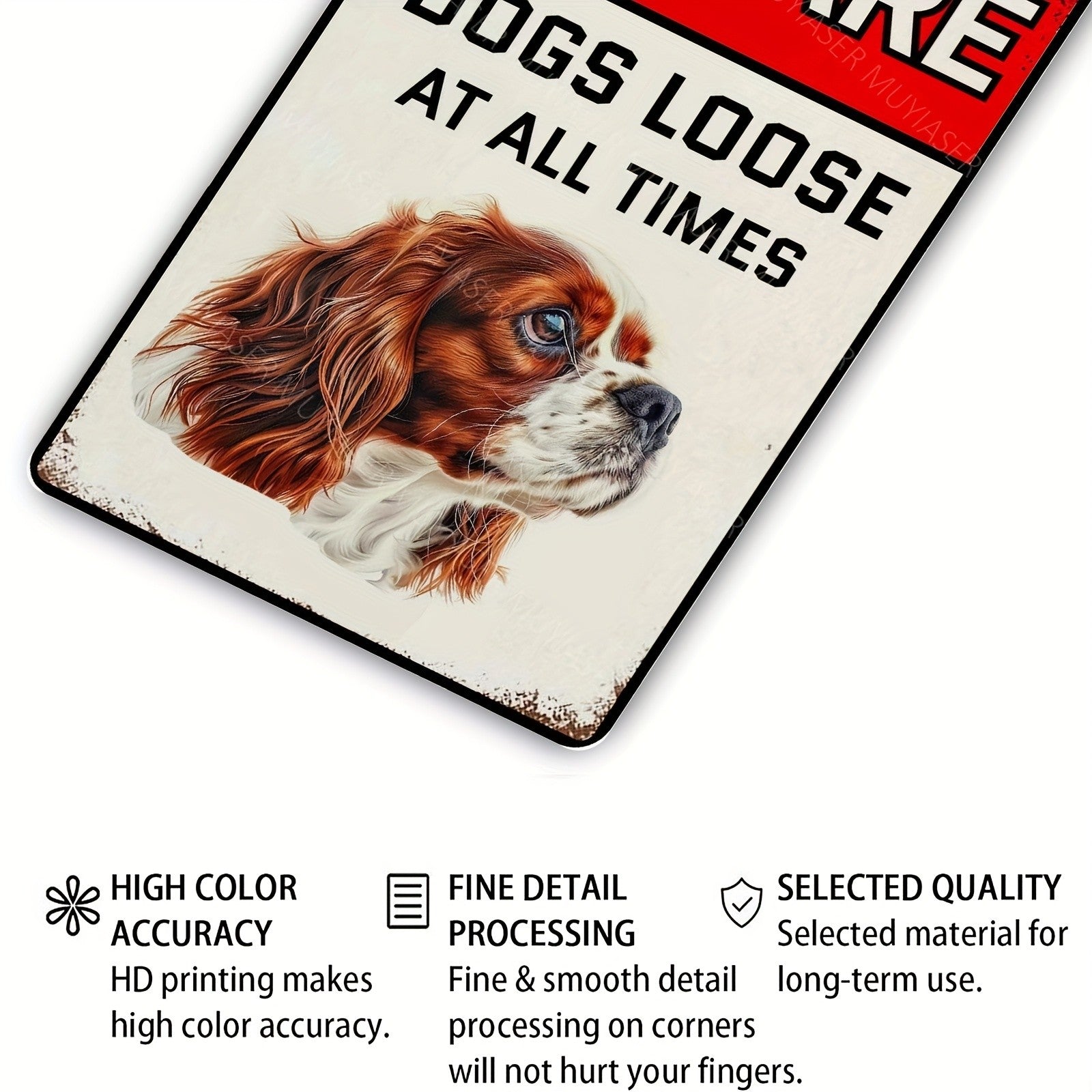 Funny Dog Warning Tin Sign - Cavalier King Charles Spaniel Metal Wall Decor