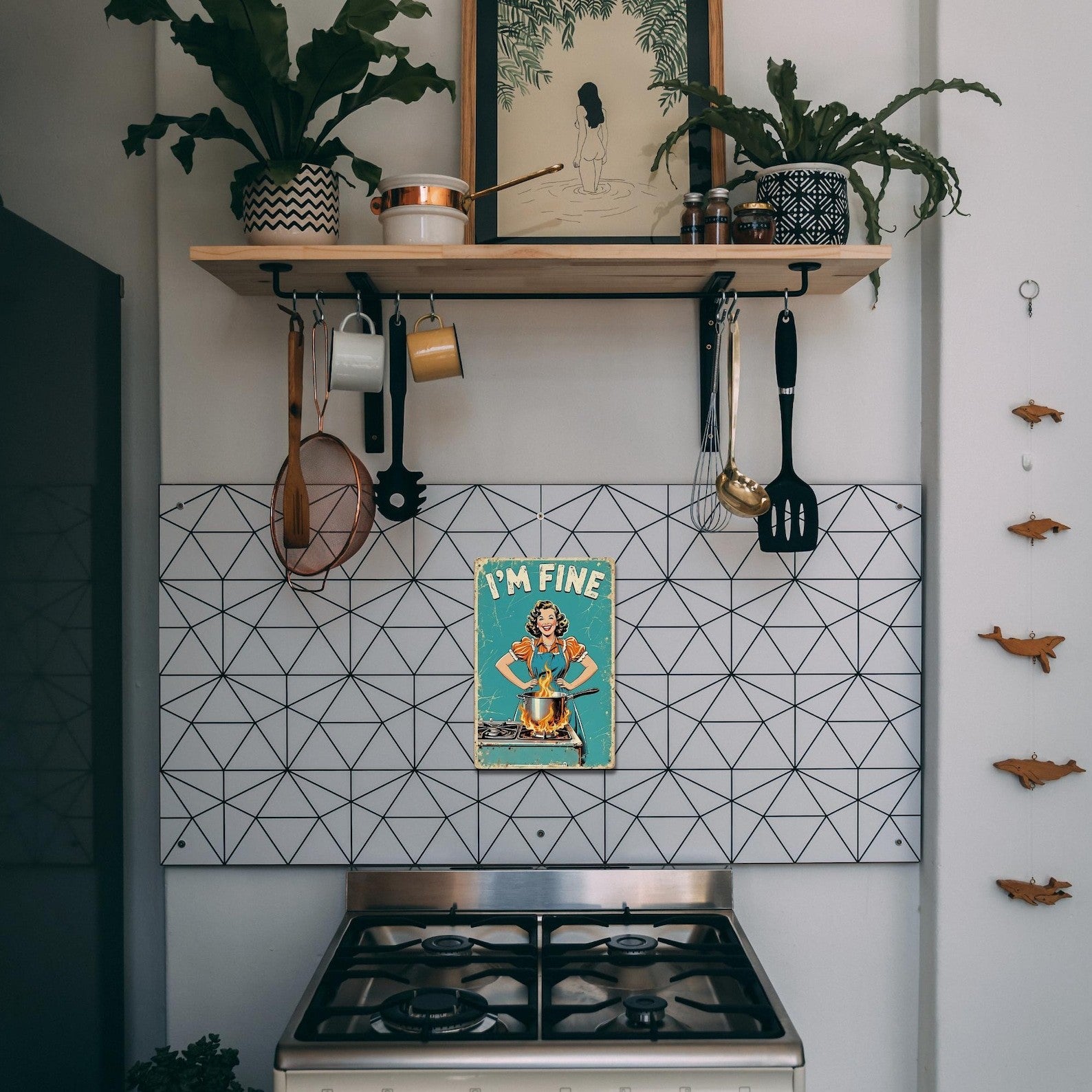 I'm Fine Funny Kitchen Metal Tin Sign Retro Cooking Wall Decor Vintage Plaque