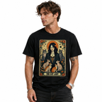 Cat Lady Tarot Card Graphic T-Shirt Gothic Witchy Cat Mom Mystic Aesthetic Tee