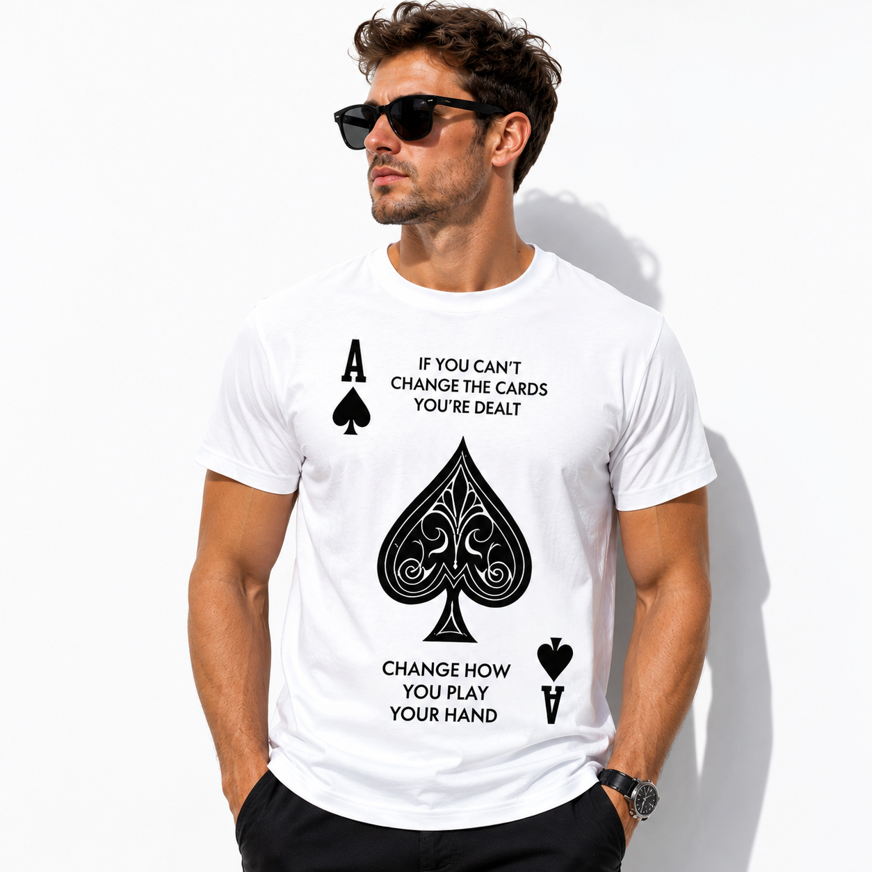 Change How You Play Your Hand Graphic Tee - Inspirational Ace of Spades T-Shirt