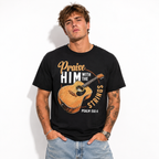 Praise Him With Strings Psalm T Shirt Christian Guitar Faith Graphic Tee