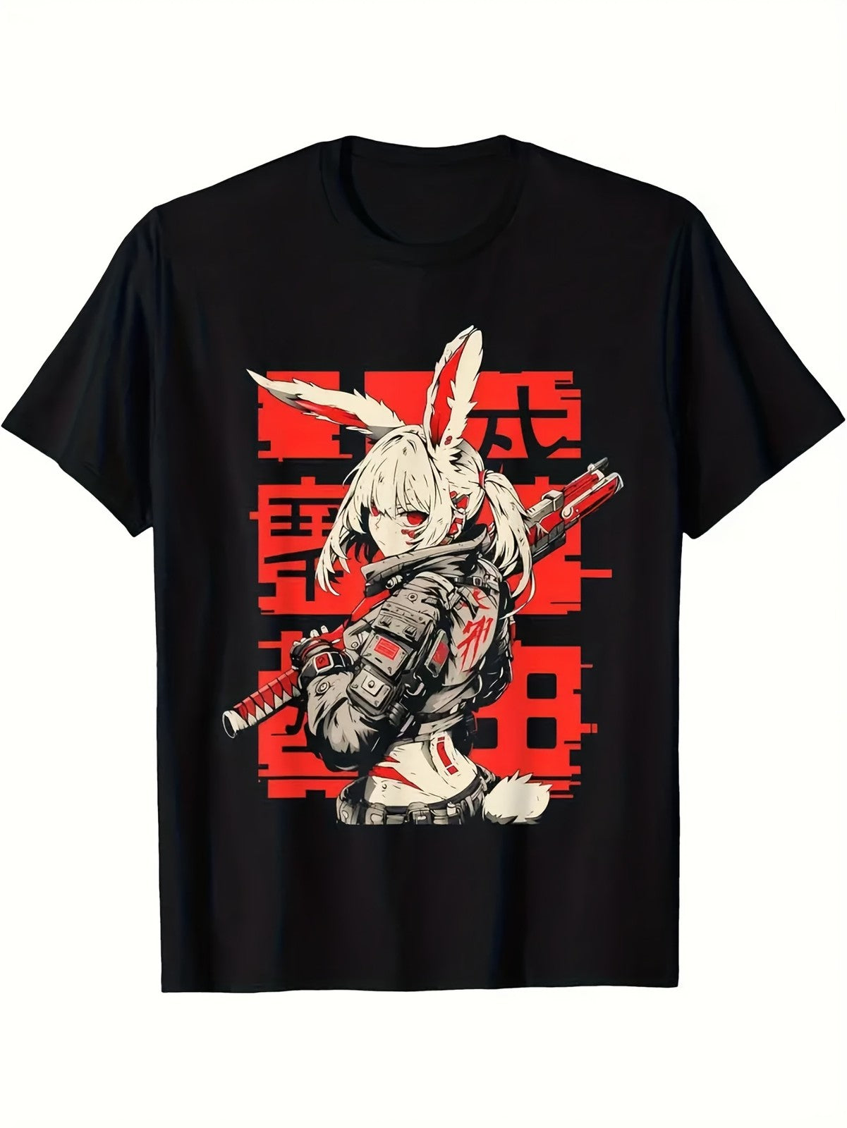 Cyberpunk Bunny Girl Anime Graphic T-Shirt Harajuku Techwear Streetwear Tee