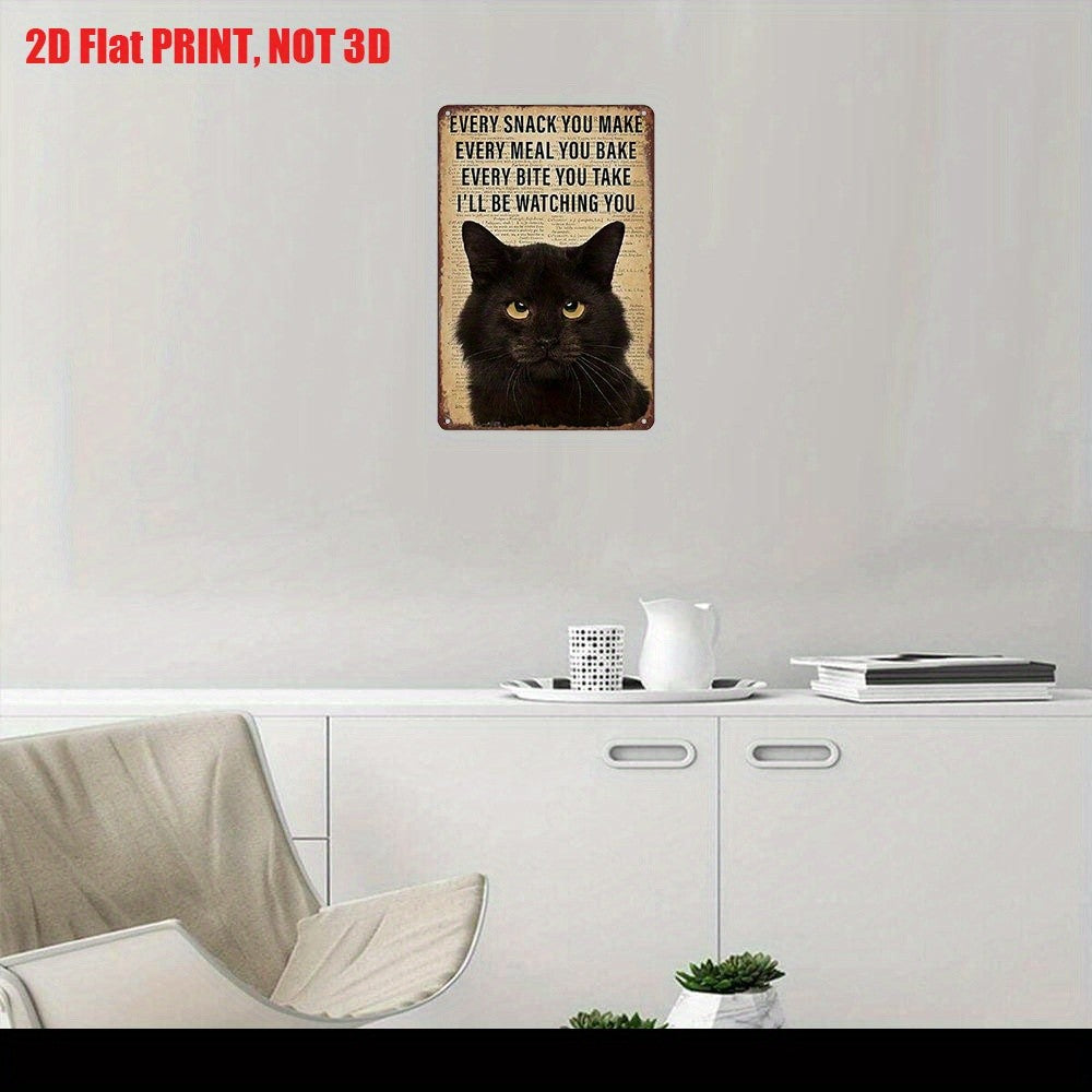 Funny Black Cat Metal Sign Vintage Every Snack You Make Kitchen Wall Decor