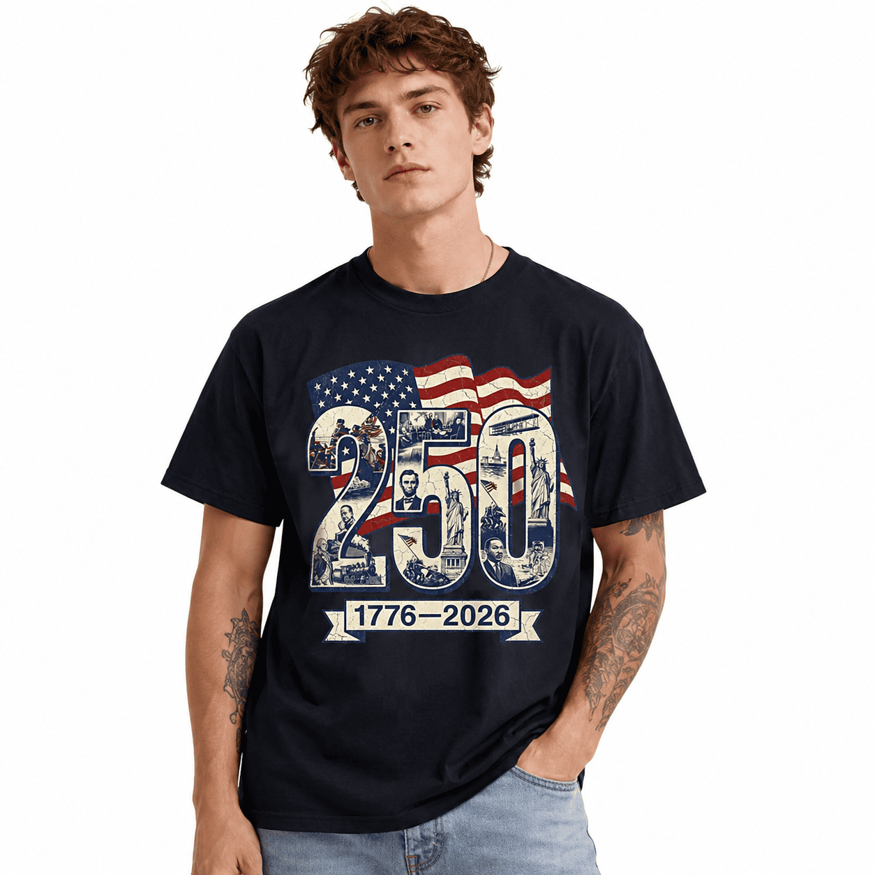 250 Years American Flag USA 250th Anniversary Patriotic 4th of July T-Shirt